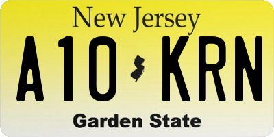 NJ license plate A10KRN