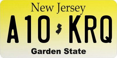 NJ license plate A10KRQ