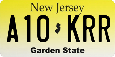 NJ license plate A10KRR