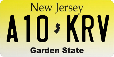 NJ license plate A10KRV