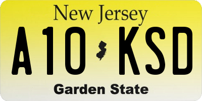 NJ license plate A10KSD