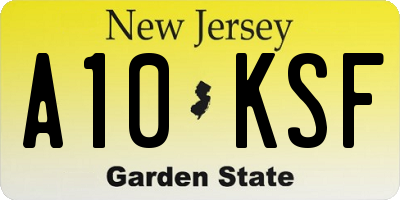 NJ license plate A10KSF