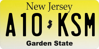 NJ license plate A10KSM