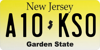 NJ license plate A10KSO