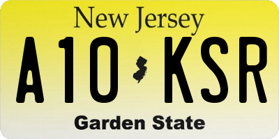 NJ license plate A10KSR