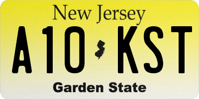NJ license plate A10KST