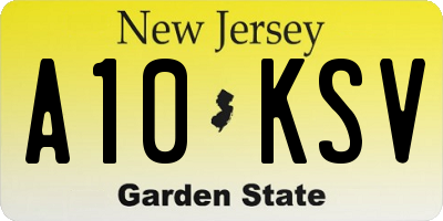 NJ license plate A10KSV