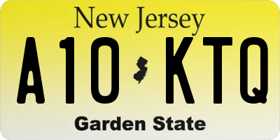 NJ license plate A10KTQ