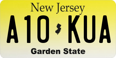 NJ license plate A10KUA
