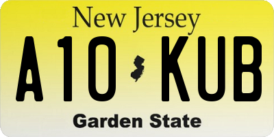 NJ license plate A10KUB