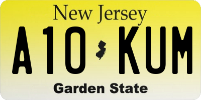 NJ license plate A10KUM