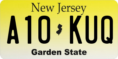 NJ license plate A10KUQ