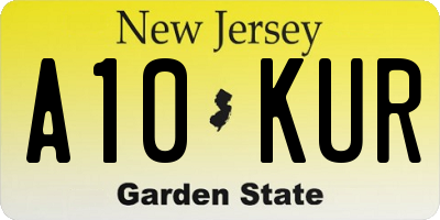 NJ license plate A10KUR