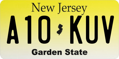 NJ license plate A10KUV