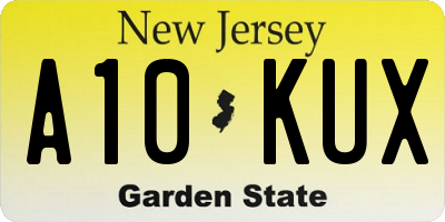 NJ license plate A10KUX