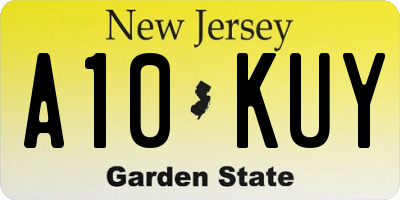 NJ license plate A10KUY