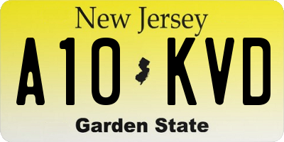 NJ license plate A10KVD