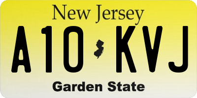 NJ license plate A10KVJ