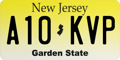 NJ license plate A10KVP