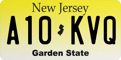 NJ license plate A10KVQ