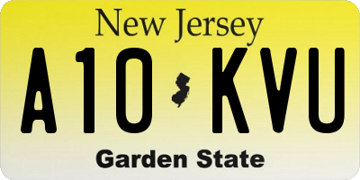 NJ license plate A10KVU