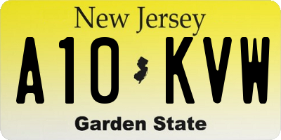 NJ license plate A10KVW