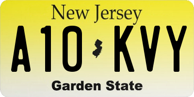 NJ license plate A10KVY