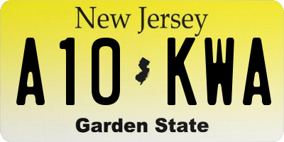 NJ license plate A10KWA