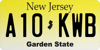 NJ license plate A10KWB