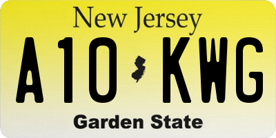 NJ license plate A10KWG