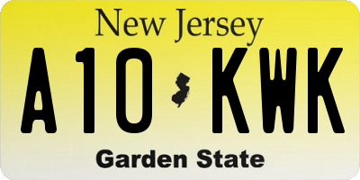 NJ license plate A10KWK