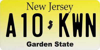 NJ license plate A10KWN