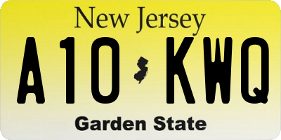 NJ license plate A10KWQ