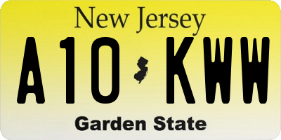 NJ license plate A10KWW