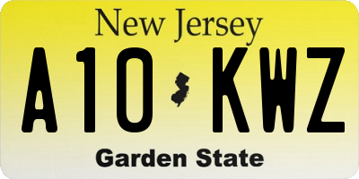 NJ license plate A10KWZ