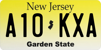 NJ license plate A10KXA