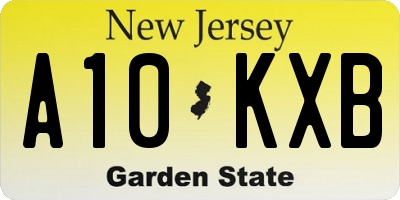 NJ license plate A10KXB