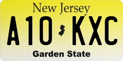 NJ license plate A10KXC