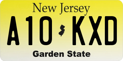 NJ license plate A10KXD