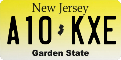 NJ license plate A10KXE