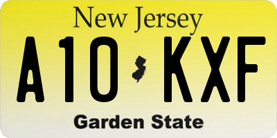 NJ license plate A10KXF