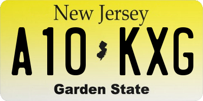 NJ license plate A10KXG