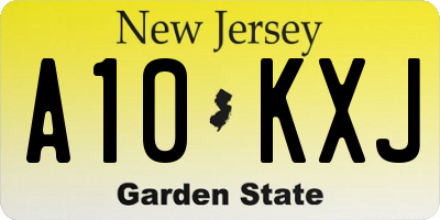 NJ license plate A10KXJ