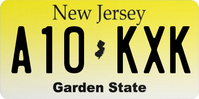 NJ license plate A10KXK