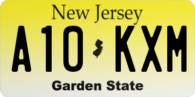 NJ license plate A10KXM