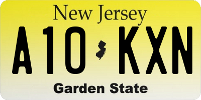 NJ license plate A10KXN