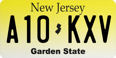 NJ license plate A10KXV