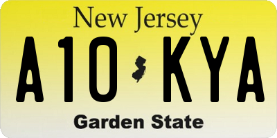 NJ license plate A10KYA