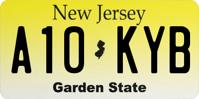 NJ license plate A10KYB