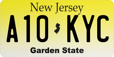 NJ license plate A10KYC